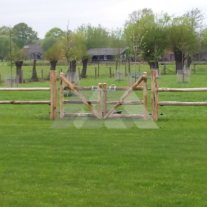 Kastanje rondhoutpoort dubbel 4m